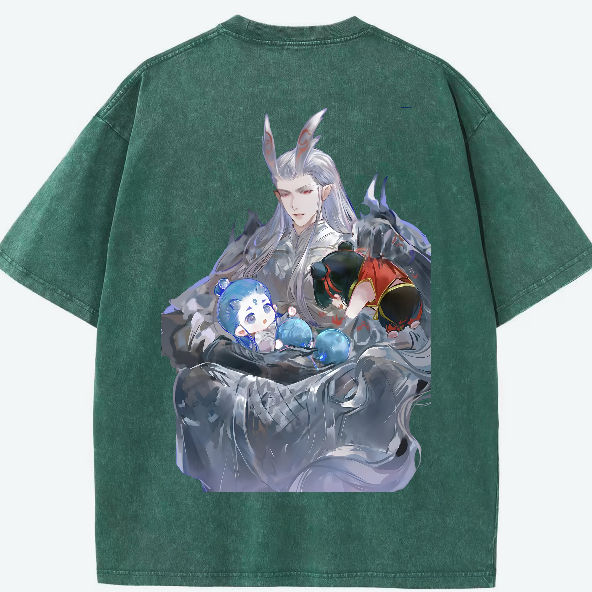 （画像用） Ne Zha 2 ナタ 魔童の大暴れ 綿100% ヴィンテージ風 半袖Tシャツ（背面プリント）